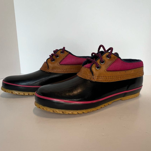 Vintage Bass Calgary Duck Snow Rain Ankle Boots w/Thinsulate, Navy/Pink, size 9 - Picture 10 of 16